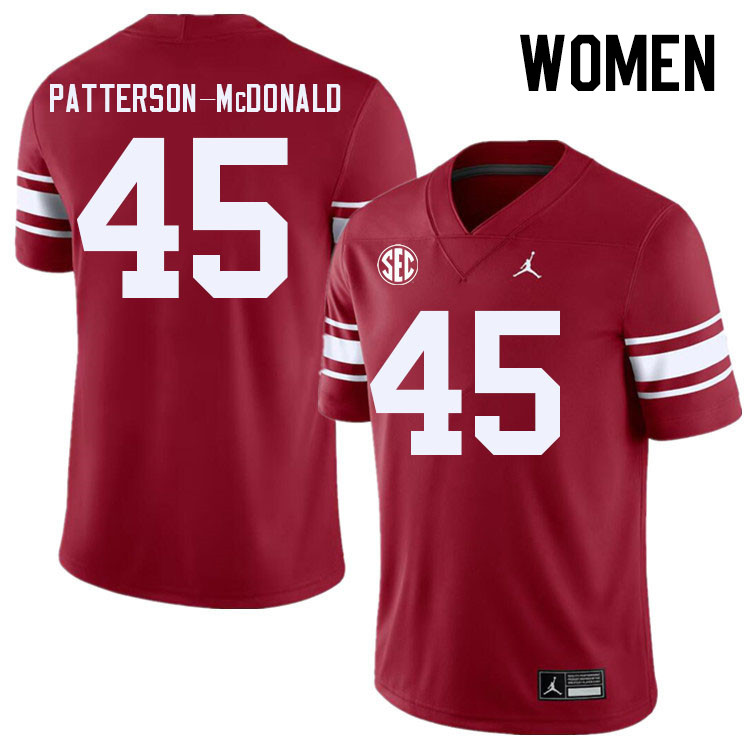 Women #45 Mykel Patterson-McDonald Oklahoma Sooners 2024 SEC Conference College Football Jerseys-Thr